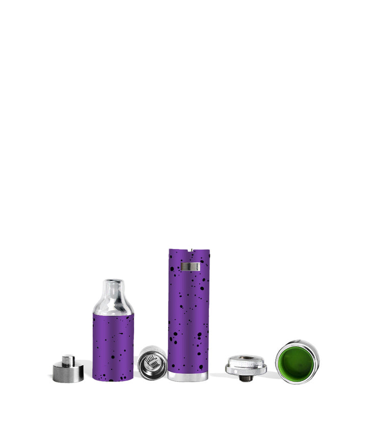 Purple Black Spatter apart Wulf Mods Evolve Plus Concentrate Vaporizer on white background