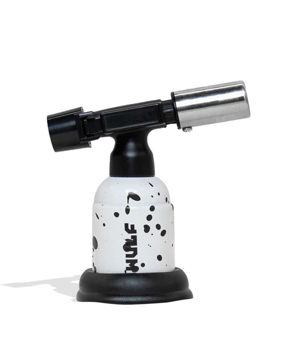 White Black Spatter Wulf Mods Blast Butane Torch Front View on White Background