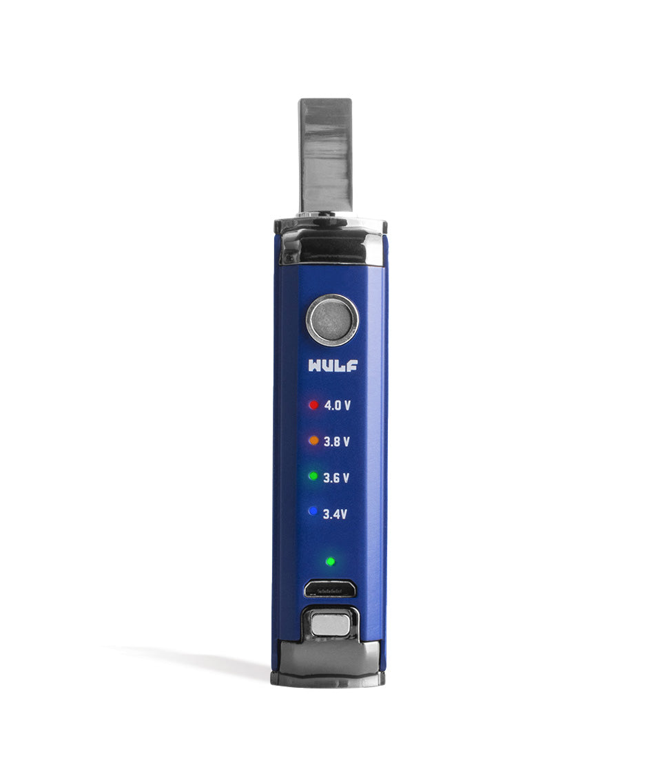 Blue face view Wulf Mods Duo 2 in 1 Cartridge Vaporizer on white background