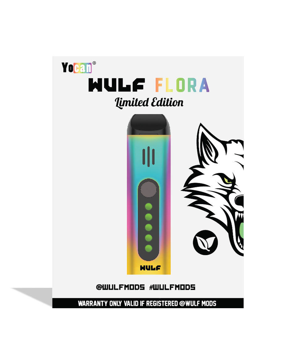 Full Color packaging Wulf Mods Flora Portable Dry Herb Vaporizer on white background