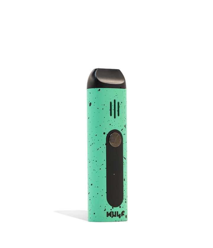 Teal Black Spatter side view Wulf Mods Flora Portable Dry Herb Vaporizer on white background