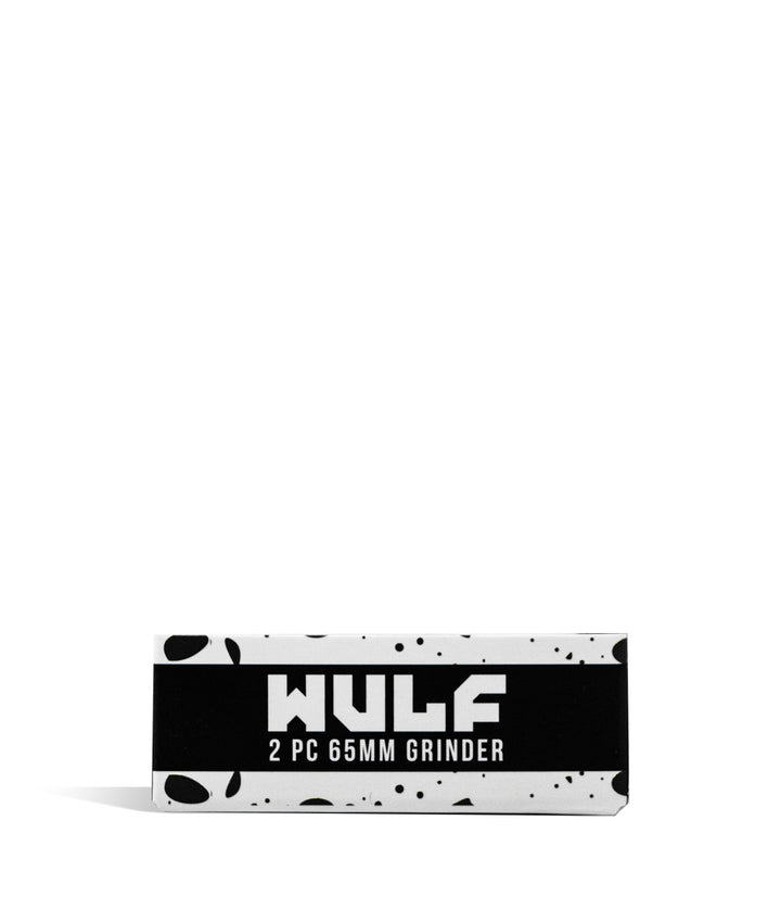 White Black Spatter Wulf Mods 2pc 65mm Spatter Grinder Packaging Front View on White Background