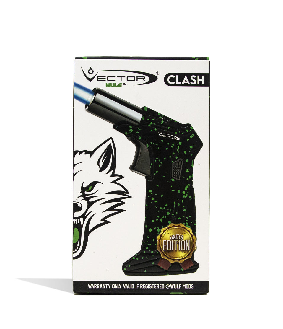 Black Green Spatter Wulf Mods Clash Torch packaging on white background