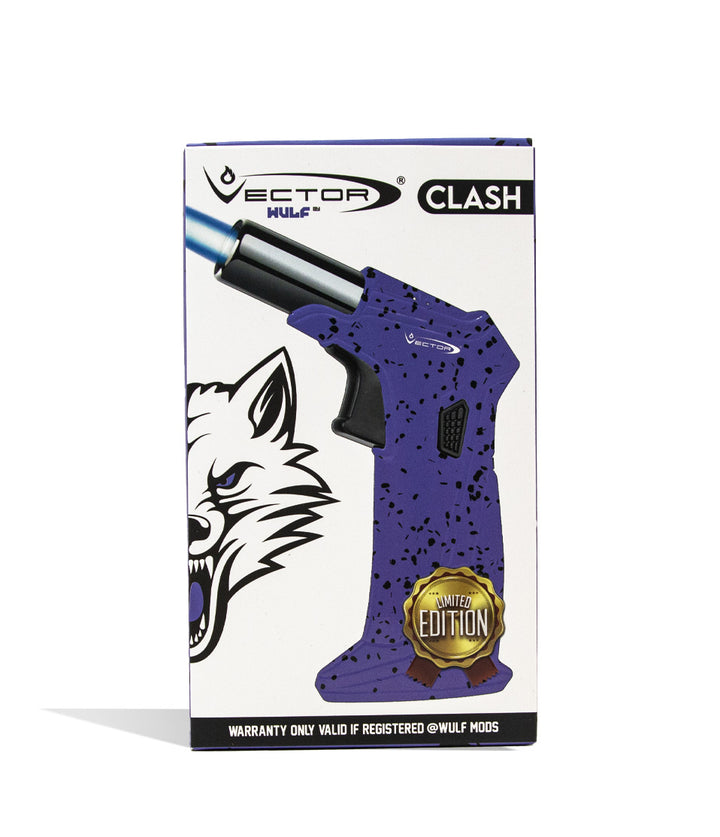 Purple Black Spatter Wulf Mods Clash Torch packaging on white background