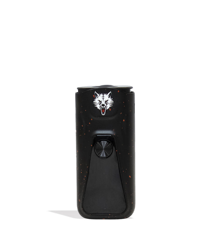 Black Red Spatter Wulf Mods Flex Dual Use Concentrate and Dry Herb Vaporizer Base Front View on White Background