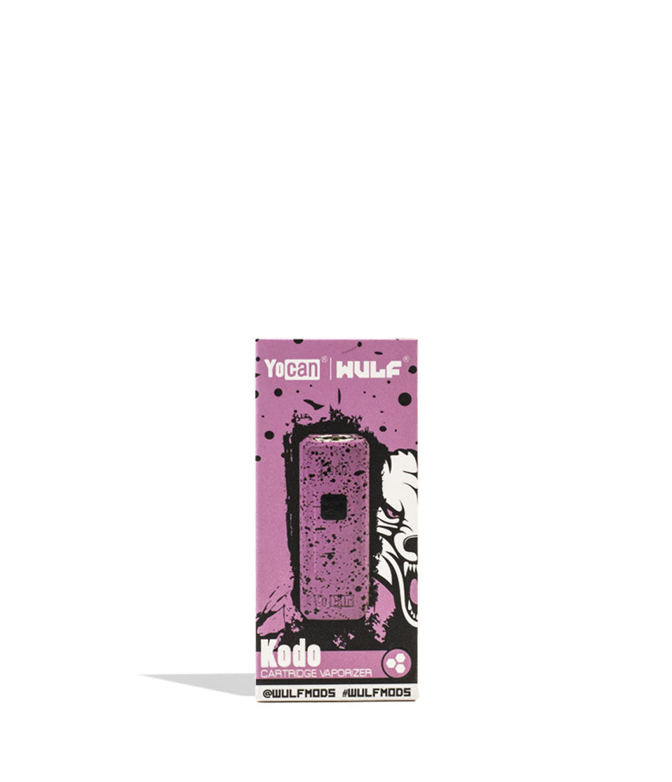 Pink Black Spatter packaging Wulf Mods KODO Cartridge Vaporizer on white background