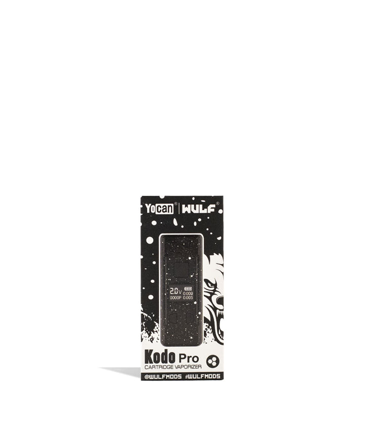 Black White Spatter packaging Wulf Mods KODO Pro Cartridge Vaporizer on white background