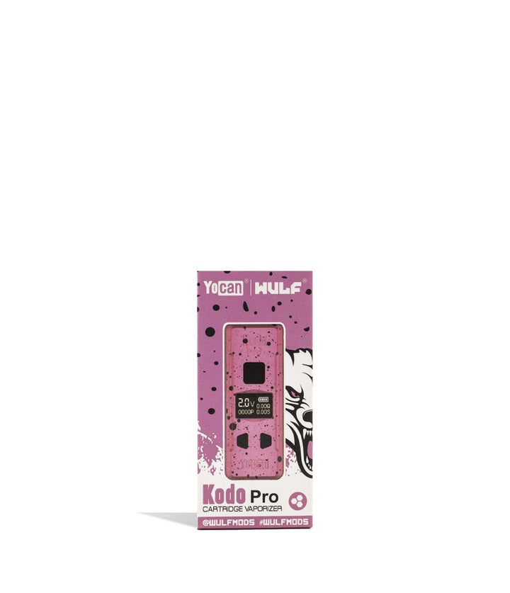 Pink Black Spatter packaging Wulf Mods KODO Pro Cartridge Vaporizer on white background