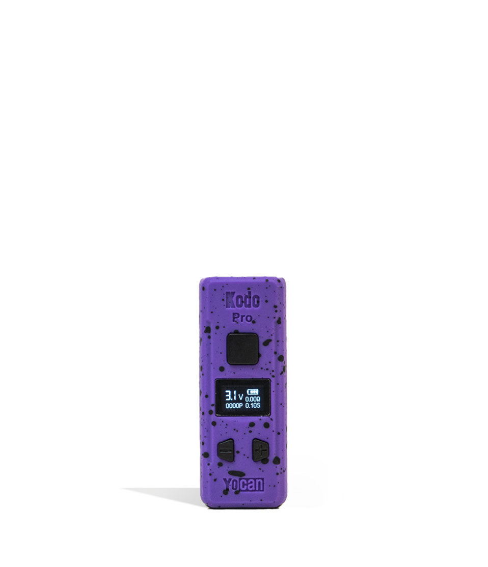 Purple Black Spatter Wulf Mods KODO Pro Cartridge Vaporizer on white background