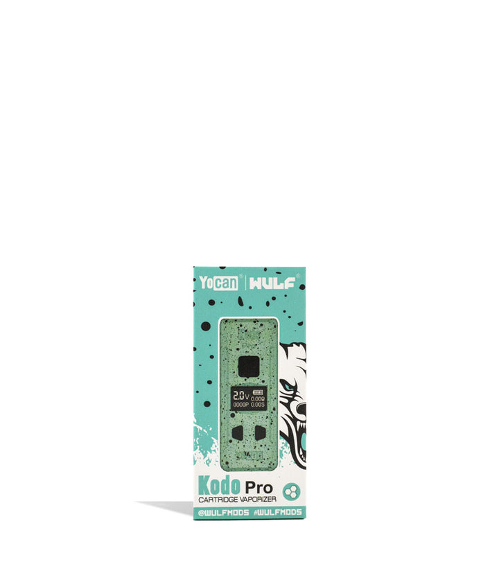 Teal Black Spatter packaging Wulf Mods KODO Pro Cartridge Vaporizer on white background