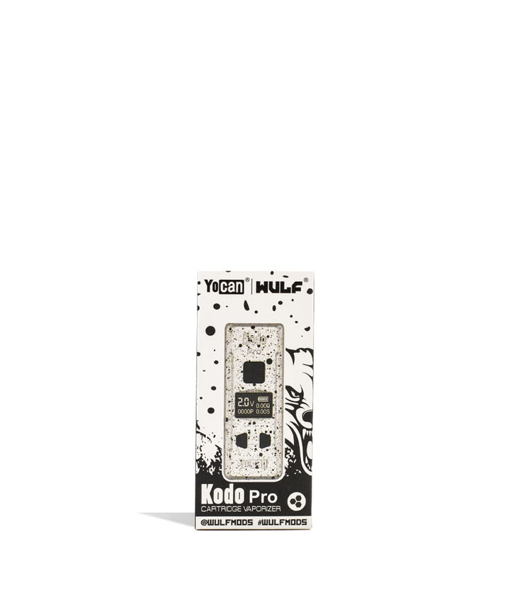 White Black Spatter packaging Wulf Mods KODO Pro Cartridge Vaporizer on white background