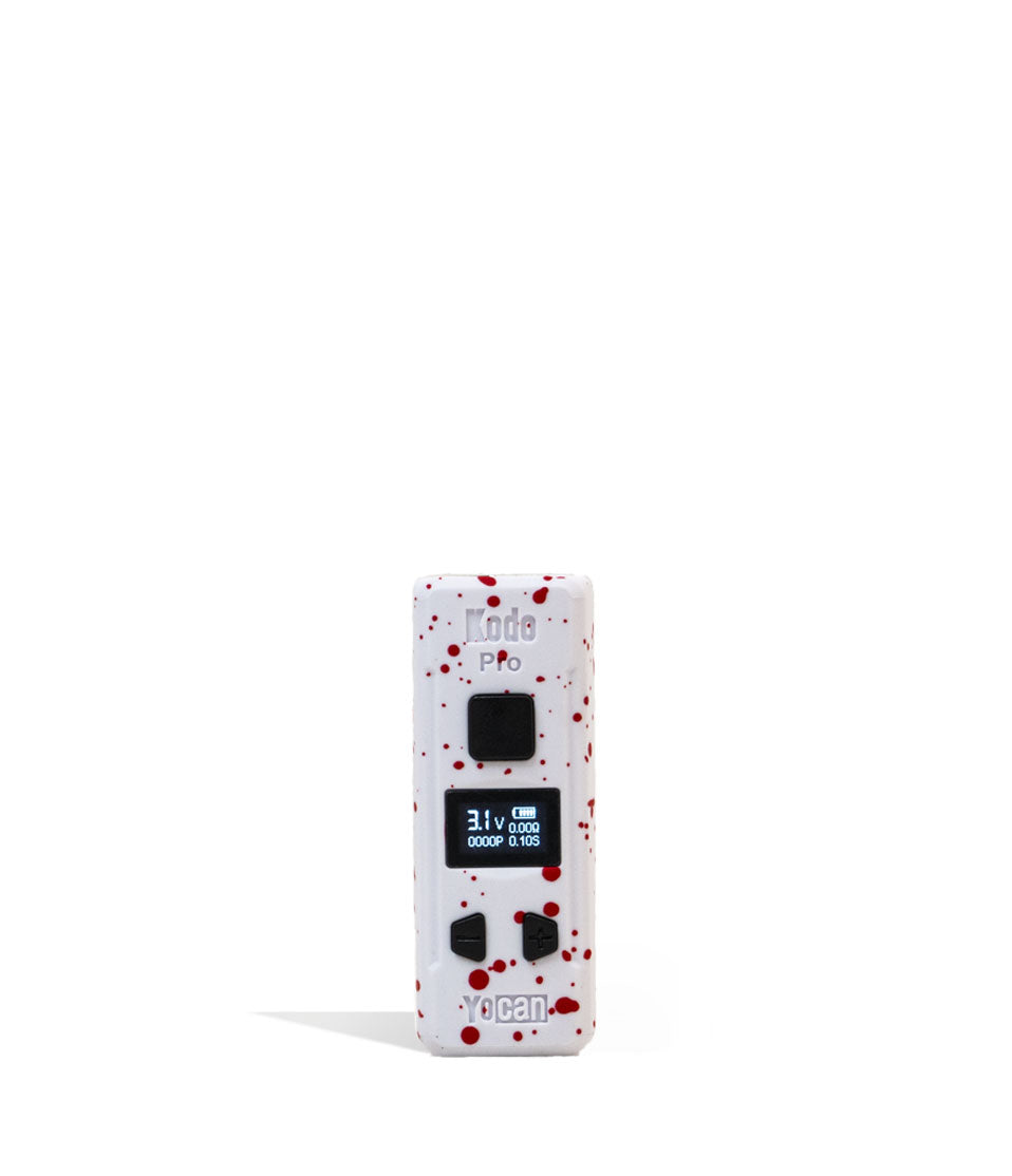 White Red Spatter Wulf Mods KODO Pro Cartridge Vaporizer on white background