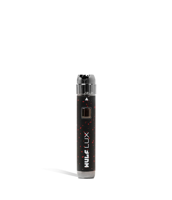 Black Red Spatter Wulf Mods LUX Cartridge Vaporizer on white background