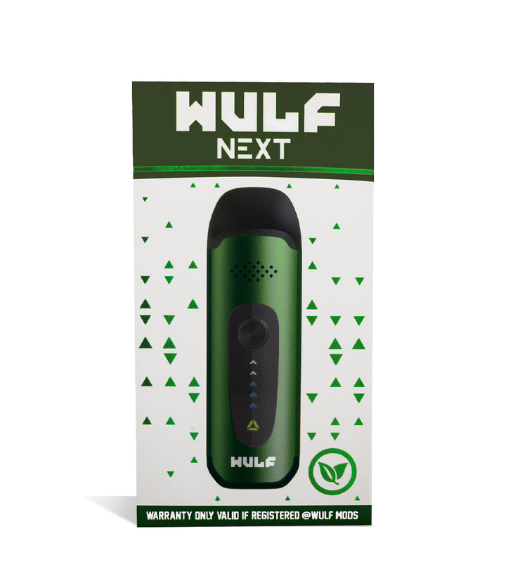 Green packaging Wulf Mods Next Vaporizer on white background