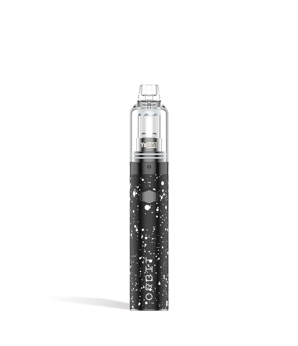 Black White Spatter Wulf Mods Orbit Concentrate Vaporizer on white background