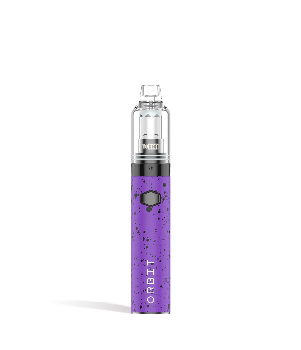 Purple Black Spatter Wulf Mods Orbit Concentrate Vaporizer on white background