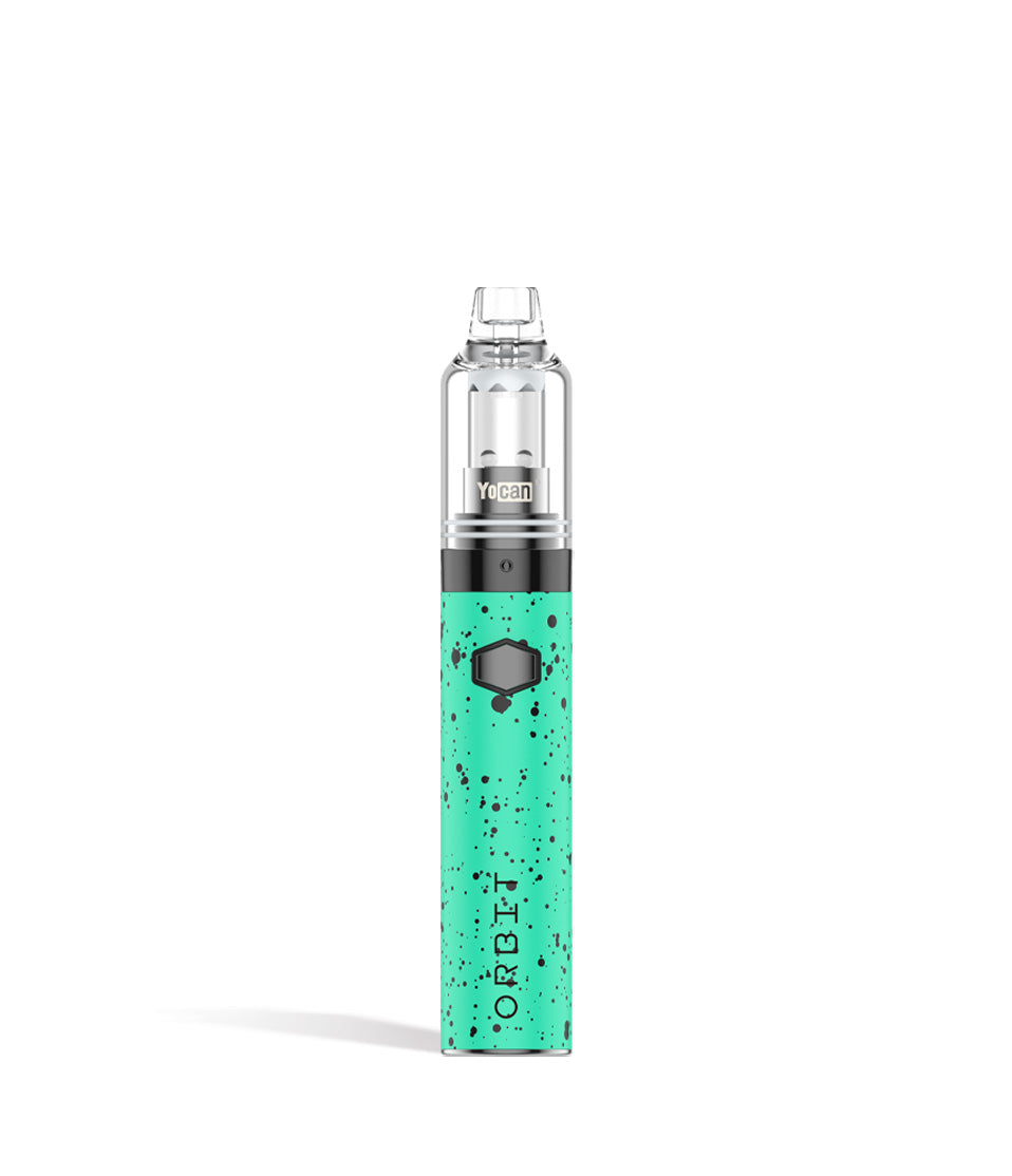 Teal Black Spatter Wulf Mods Orbit Concentrate Vaporizer on white background