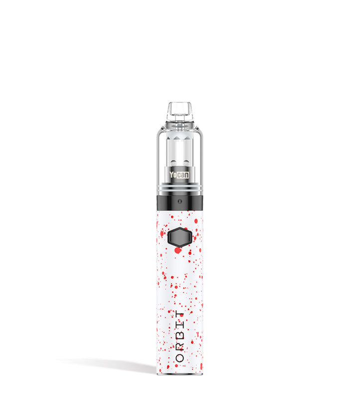 White Red Spatter Wulf Mods Orbit Concentrate Vaporizer on white background