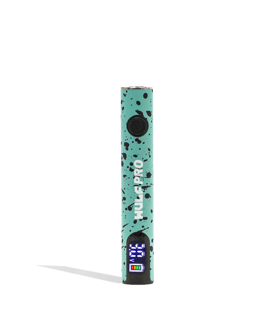 Teal Black Spatter Wulf Mods Pro 510 Voltage Battery on white background