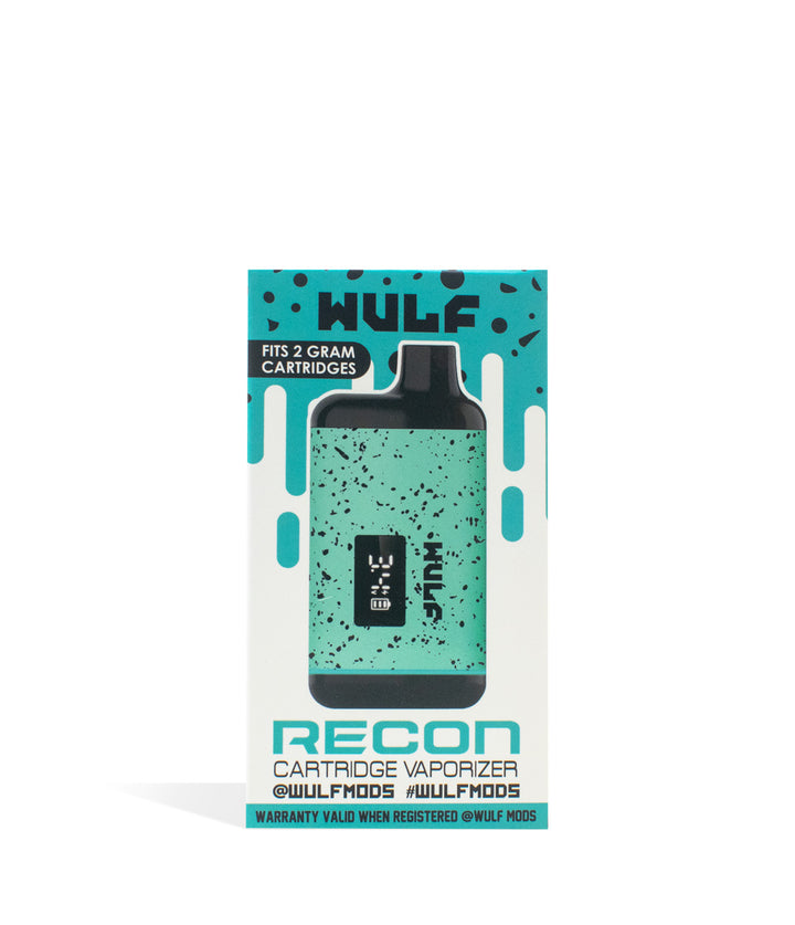 Teal-Black Spatter Packaging Wulf Recon Cartridge Vaporizer on white background