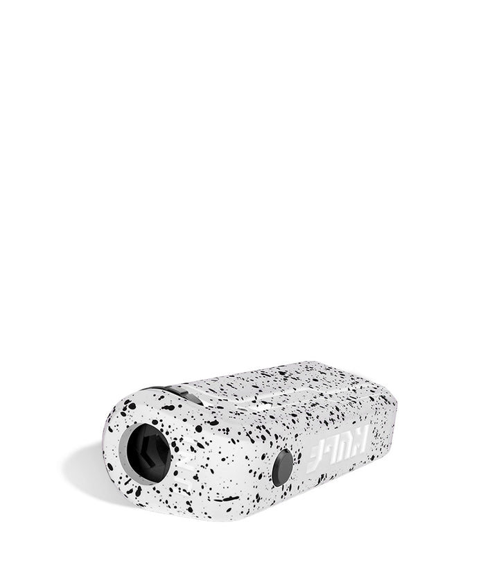 White Black Spatter Wulf Mods UNI Adjustable Cartridge Vaporizer Down View on White Background