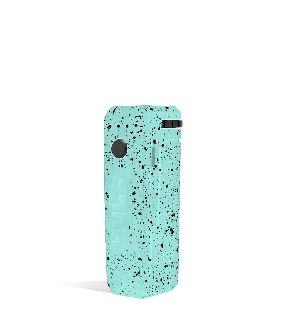 Teal Black Spatter Wulf Mods UNI Adjustable Cartridge Vaporizer Side 1 View on White Background