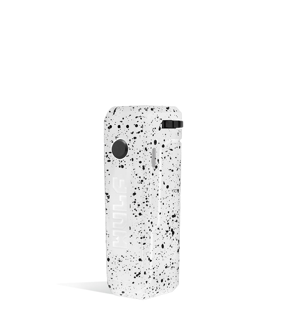 White Black Spatter Wulf Mods UNI Adjustable Cartridge Vaporizer Side 1 View on White Background